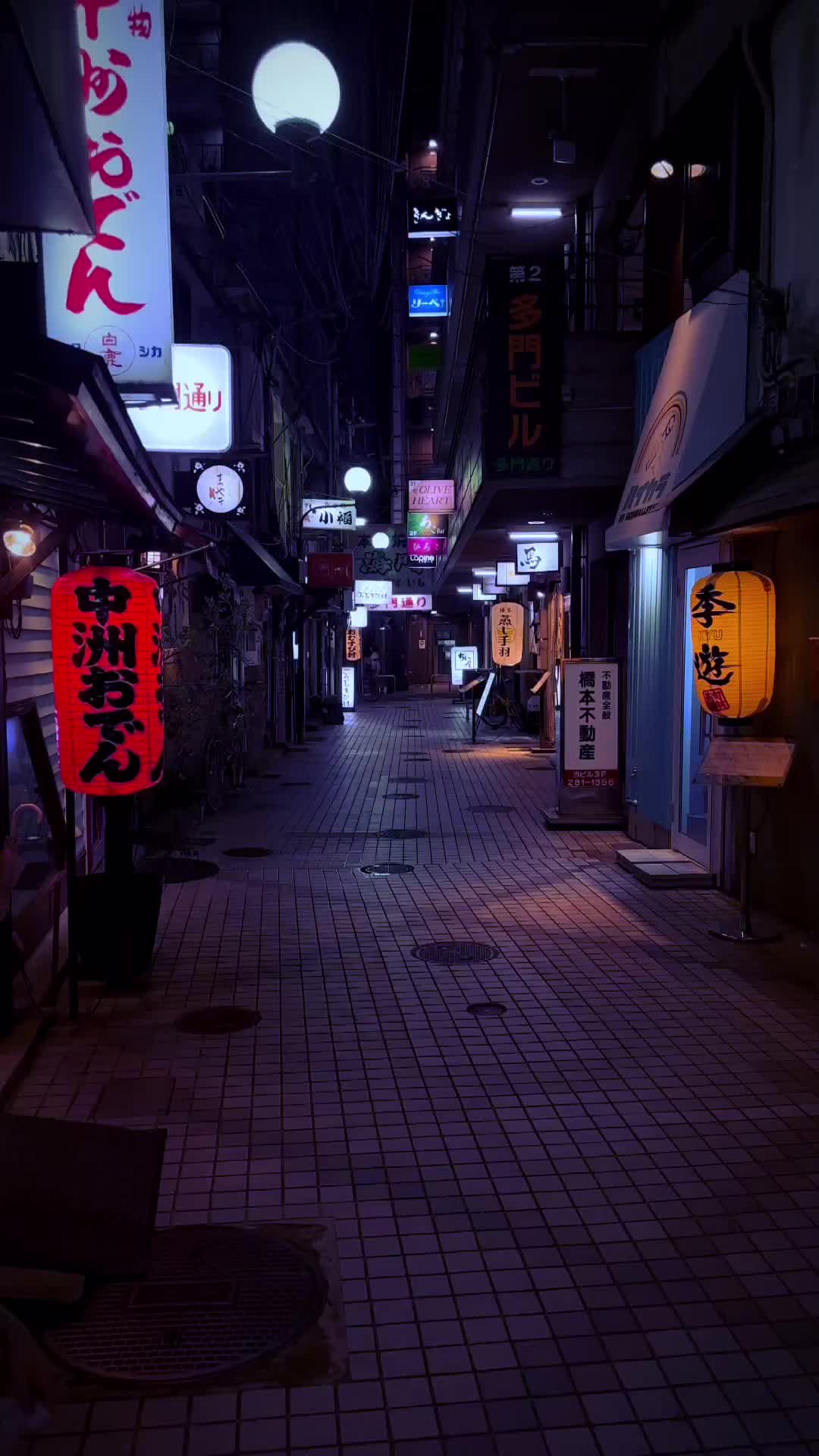 Late Night in Fukuoka: Illuminated Streets & Alleys