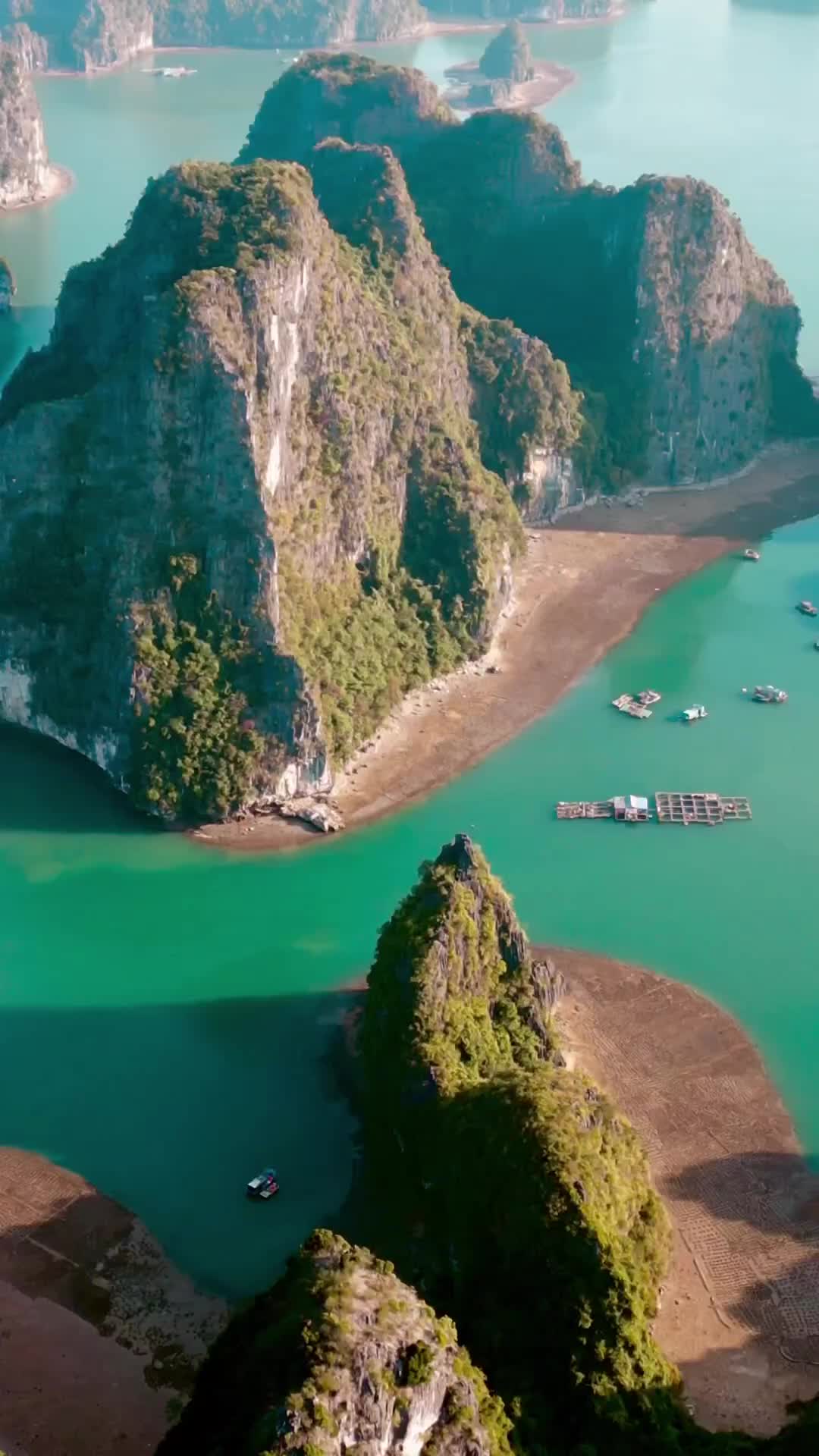 Stunning Drone View of Cat Ba Island's Turquoise Waters