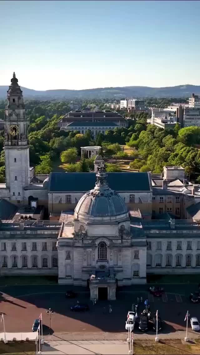 Cardiff City Hall in Wales: Aerial View & History
