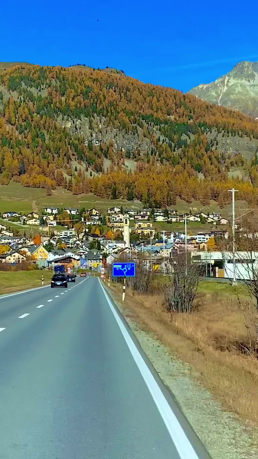 Scenic Bus Ride from Pontresina to Samedan, Switzerland