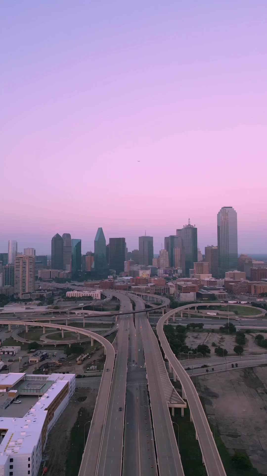 Stunning Purple Sky Over Dallas Captured by Drone