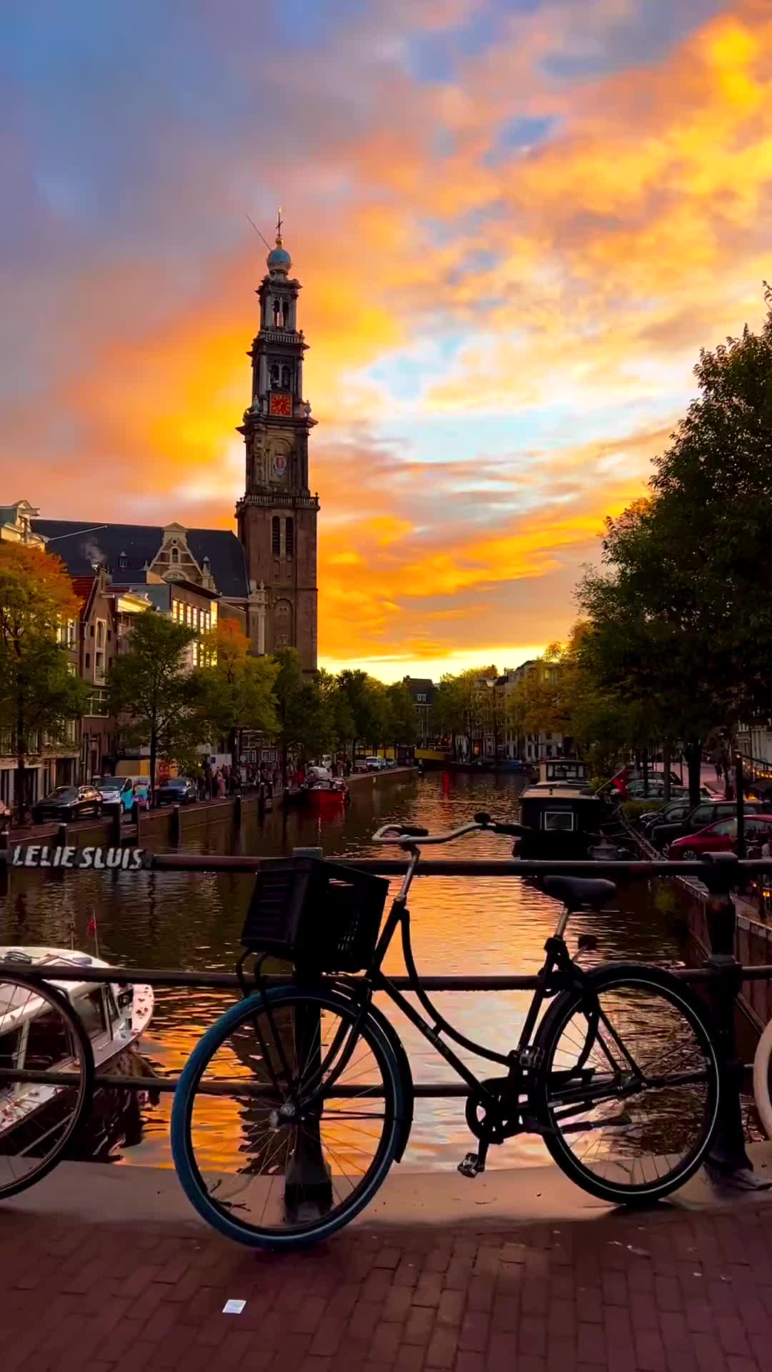 Golden Summer Sunset Over Amsterdam Canals