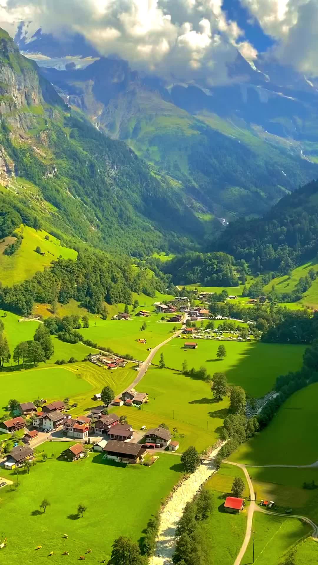 Stunning Gimmelwald to Lauterbrunnen Cable Car View