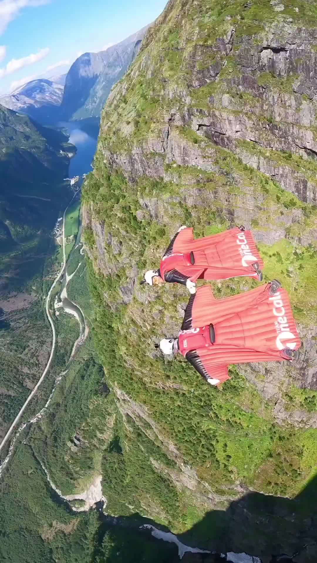 Thrilling Wingsuit Base Jumping in Gudvangen, Norway