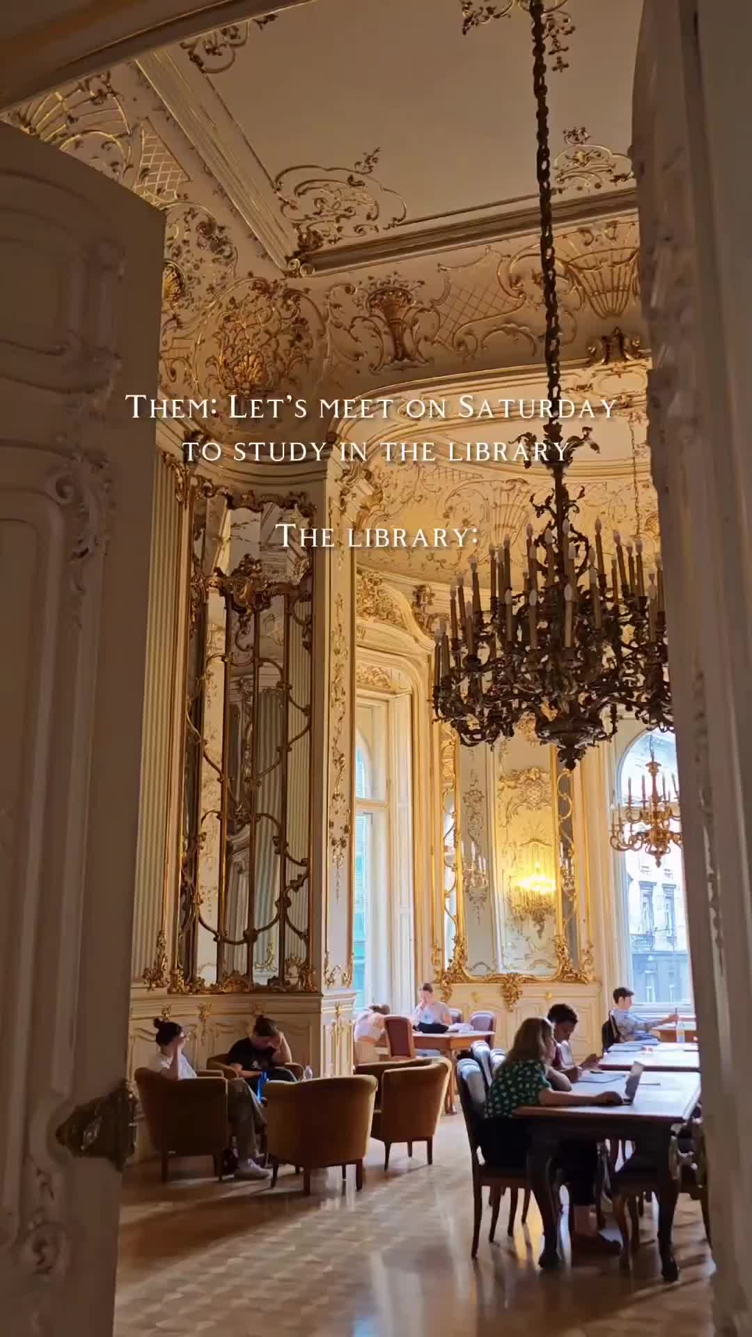 Budapest libraries are built different ✨️ 

Imagine studying for exams in a place like this 🤯 This stunning library in Budapest, built inside a 19th century neo-baroque palace, is actually a working library and full of students reading and studying 📝💻 

As a tourist you can buy a day pass for $3.75 to tour the Library grounds or even use the wifi or sit and read under the stunning baroque ceilings. As most libraries, it is a quiet zone so people touring must be quiet but you can take photos and videos of the library 📚 

Visiting hours:
10am-8pm Mon-Fri
10am-4pm on Saturday
Closed Sunday 

📍Metropolitan Ervin Szabó Library, Budapest 

#budapesthungary #budapest #romanticism #bookstagram