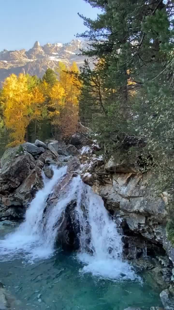 Surreal Waterfall in Morteratsch, Switzerland