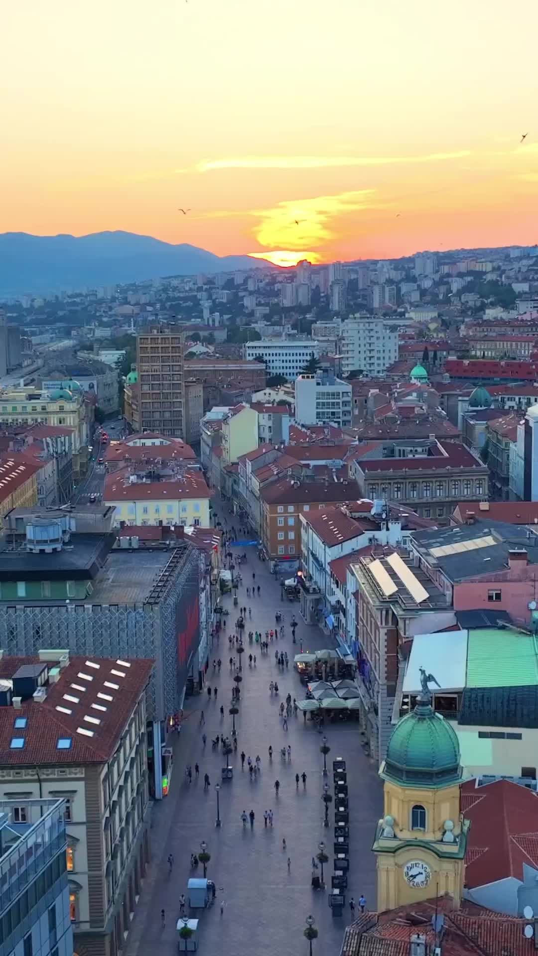 Stunning Aerial Views of Rijeka, Croatia at Sunset