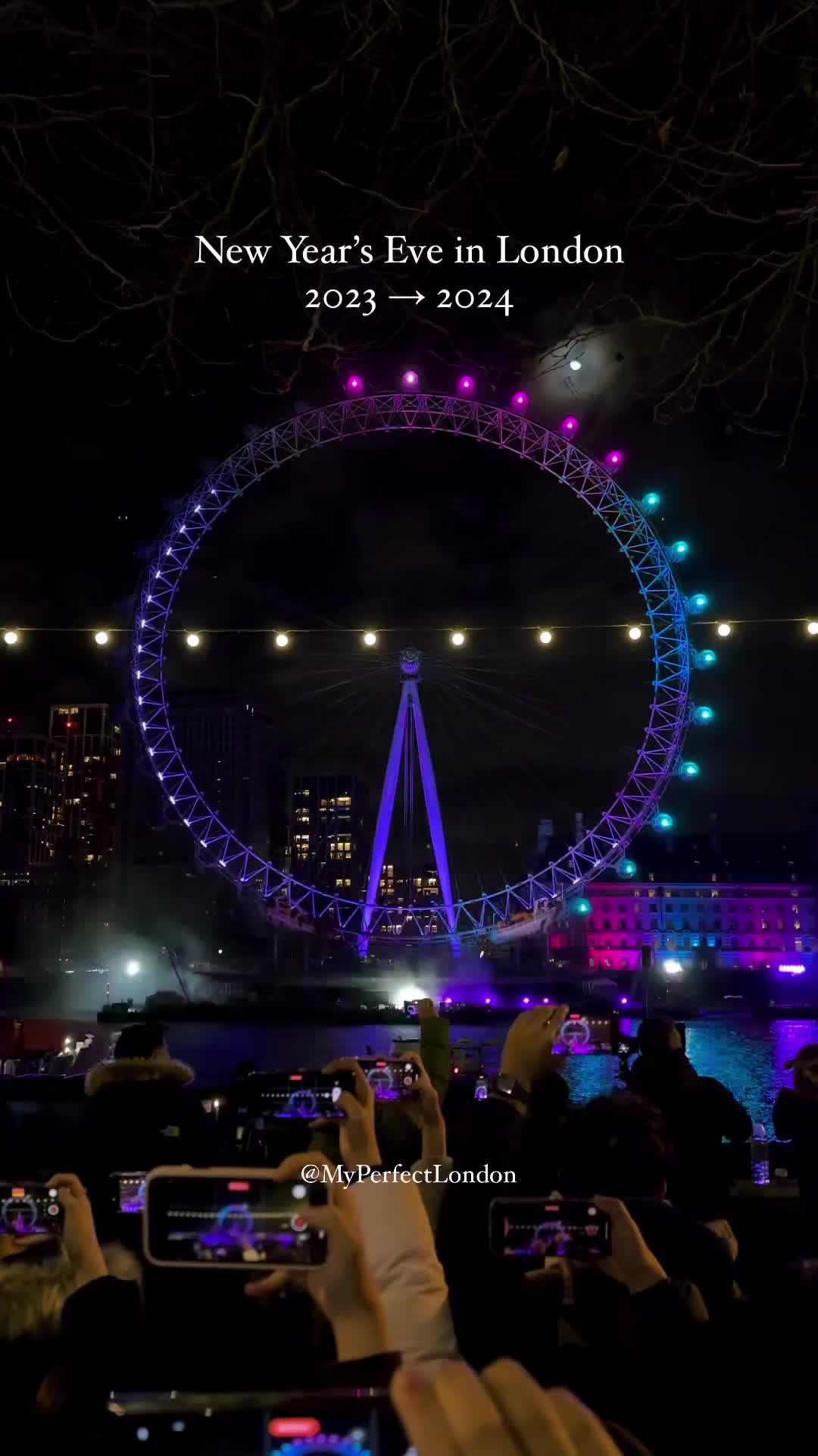 London NYE 23/24 Fireworks at the London Eye 🎆