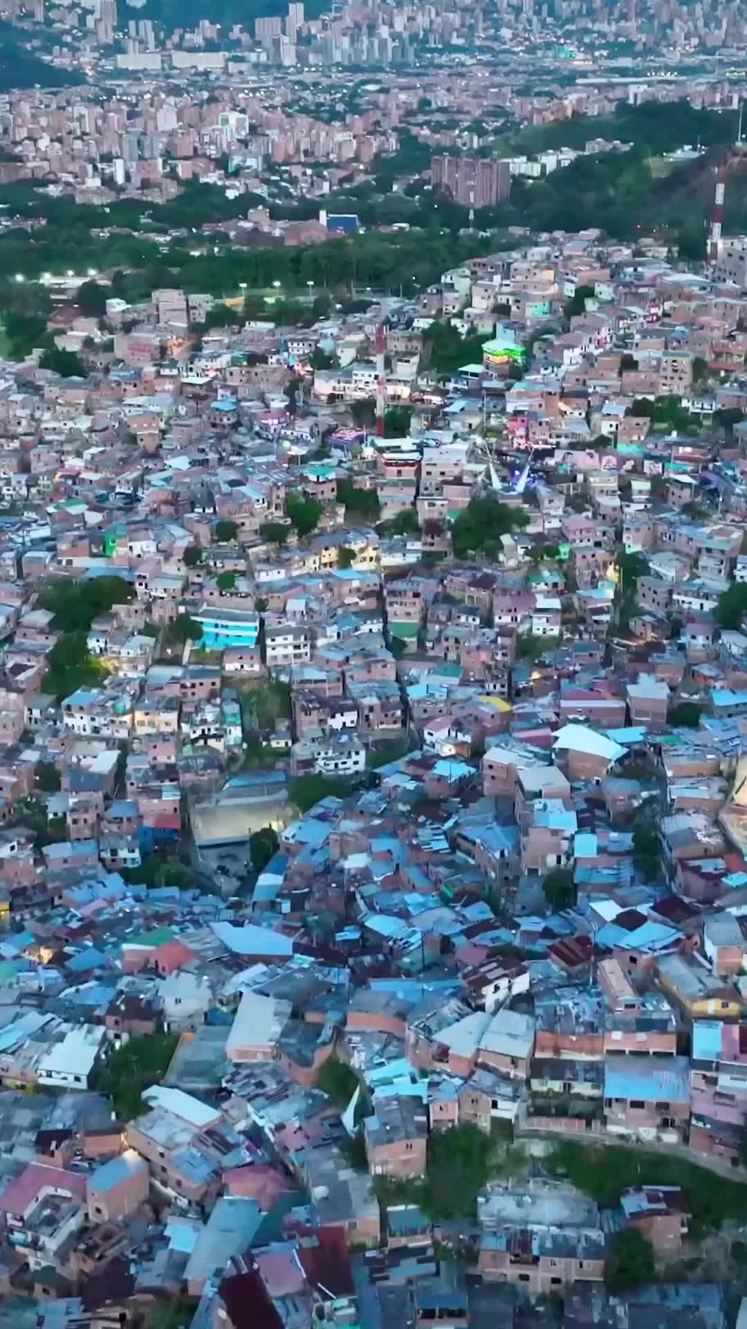 Glowing Comuna 13 in Medellin - Aerial Tour of San Javier