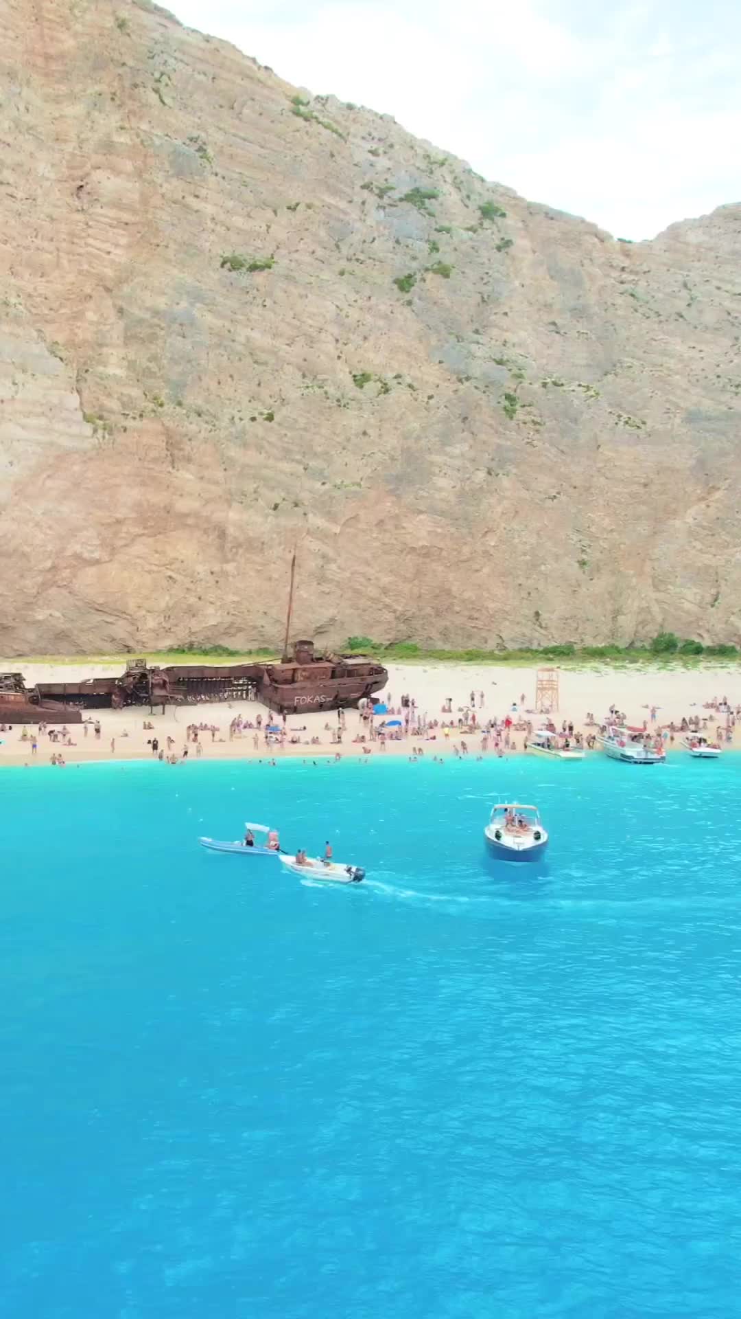Stunning Drone Footage of Navagio Beach Shipwreck