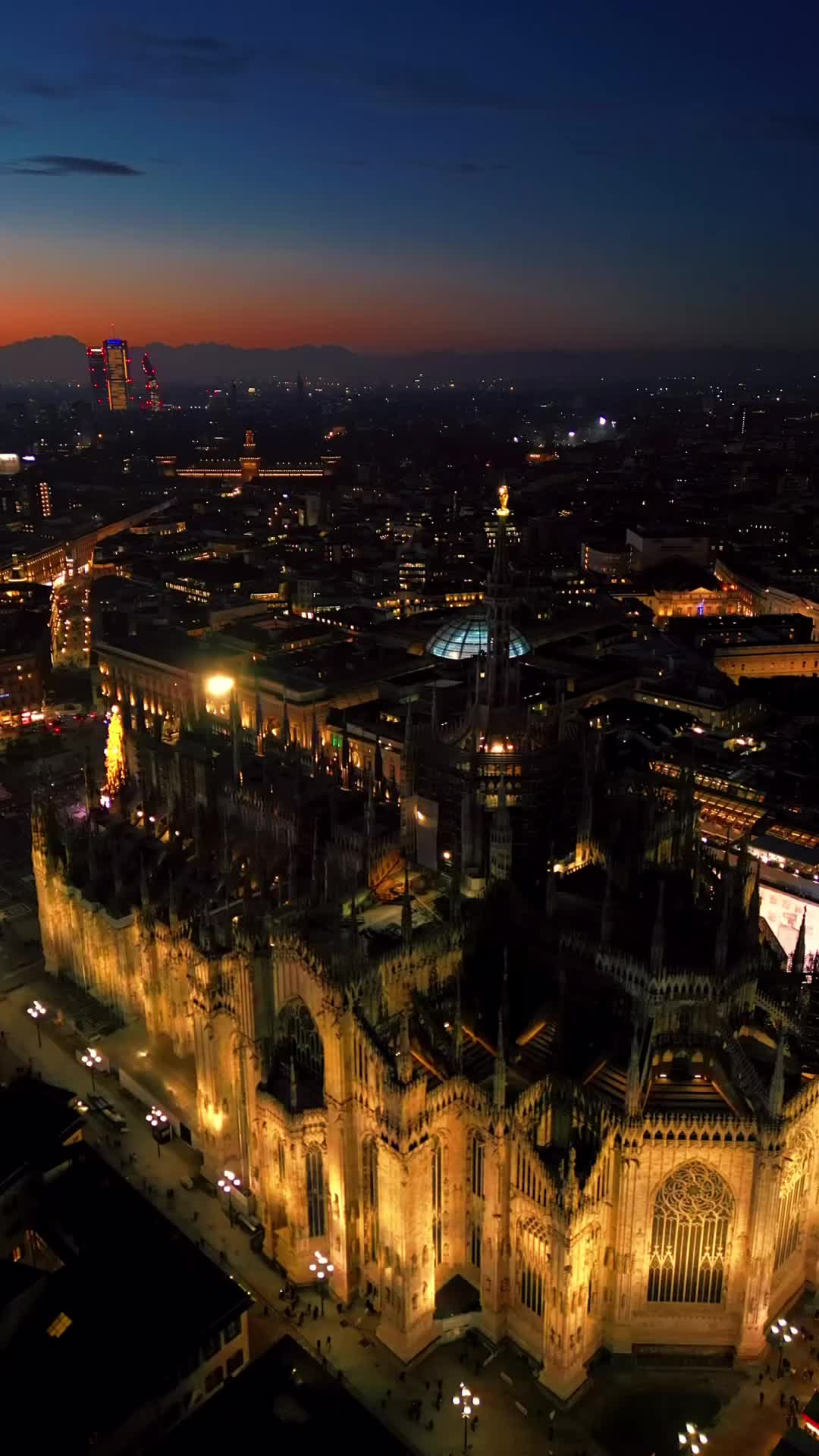 Milan Cathedral Illuminated Evening Skyline