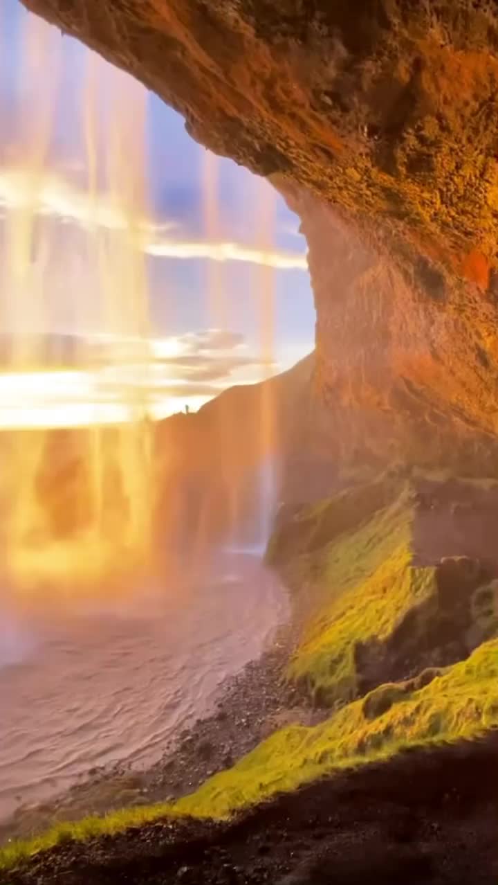 Stunning Seljalandsfoss Waterfall at Sunset in Iceland