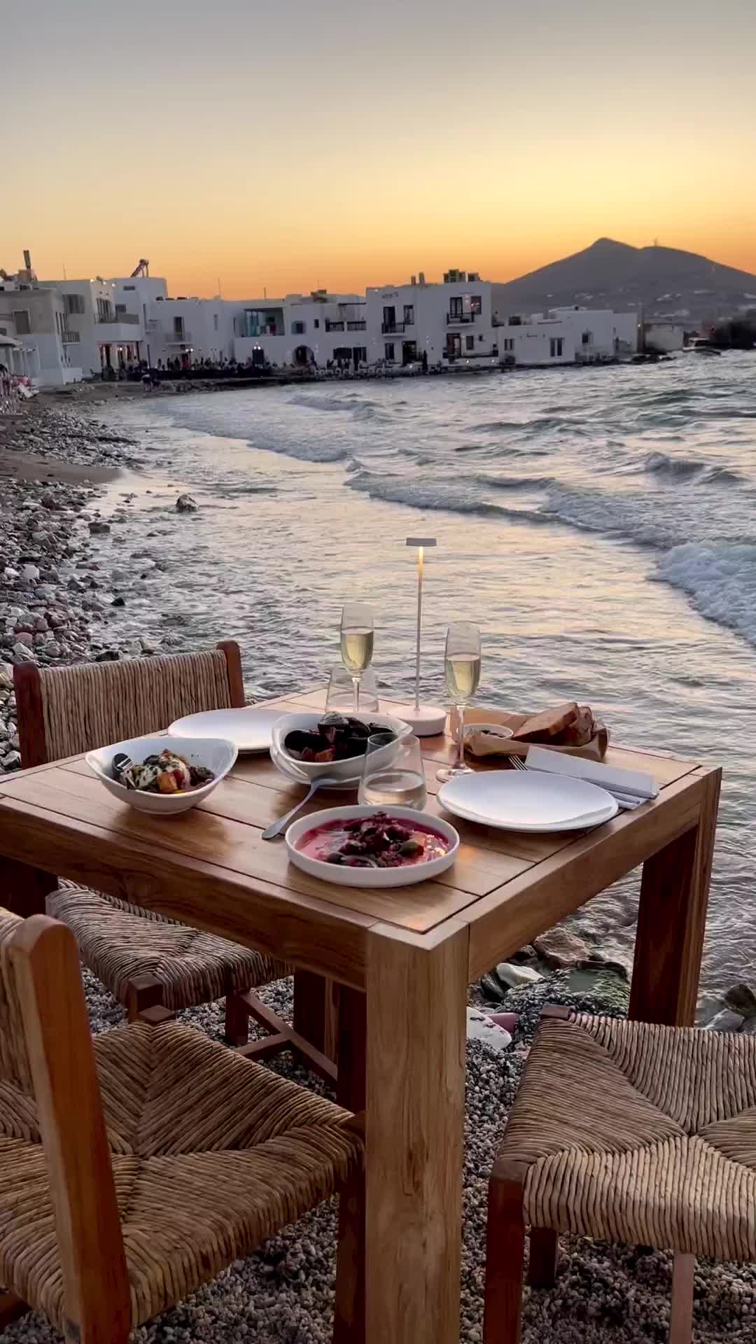 Sunset Dining on Paros Island, Greece