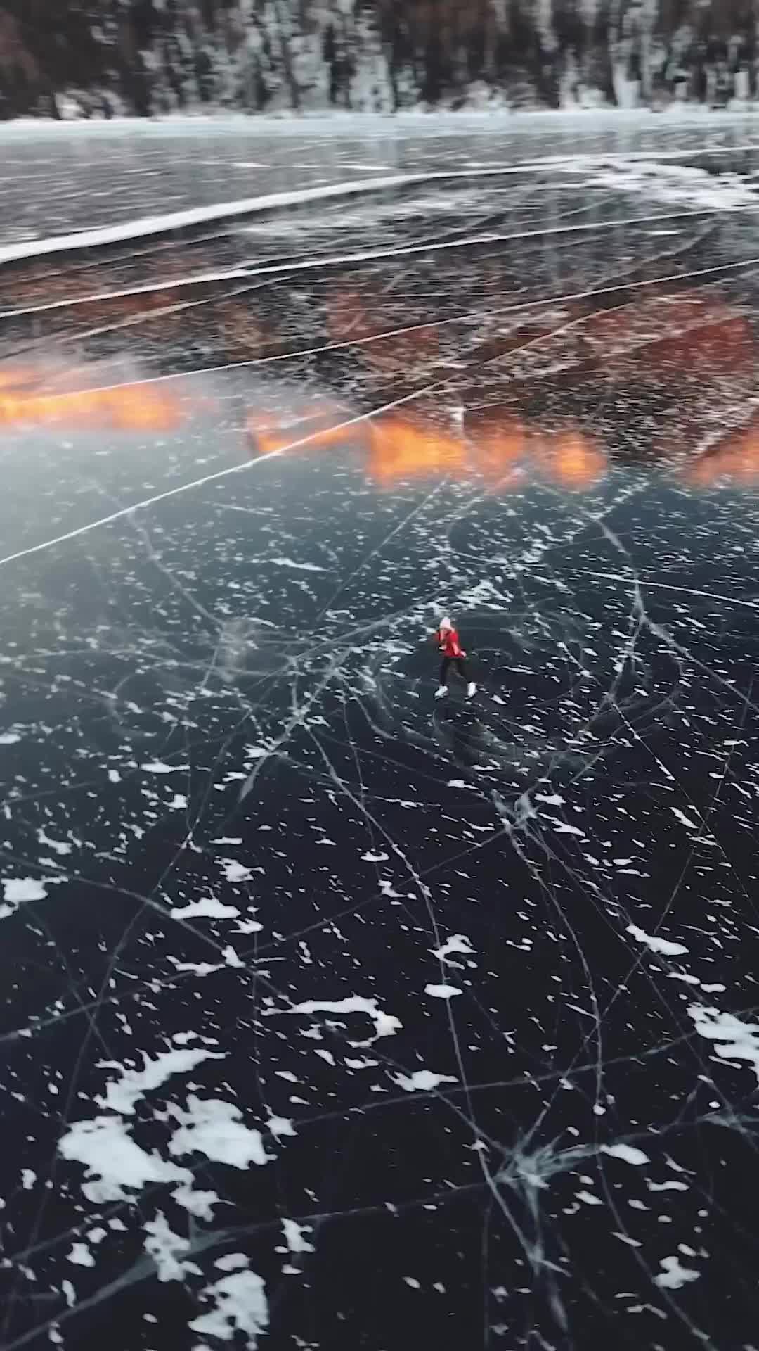 Skating on Frozen Lake in Switzerland's Scenic Mountains