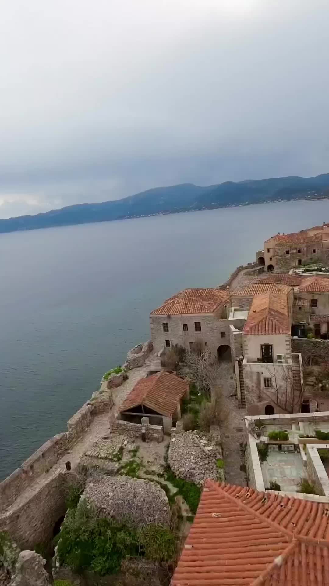 Breathtaking Aerial View of Castle of Monemvasia