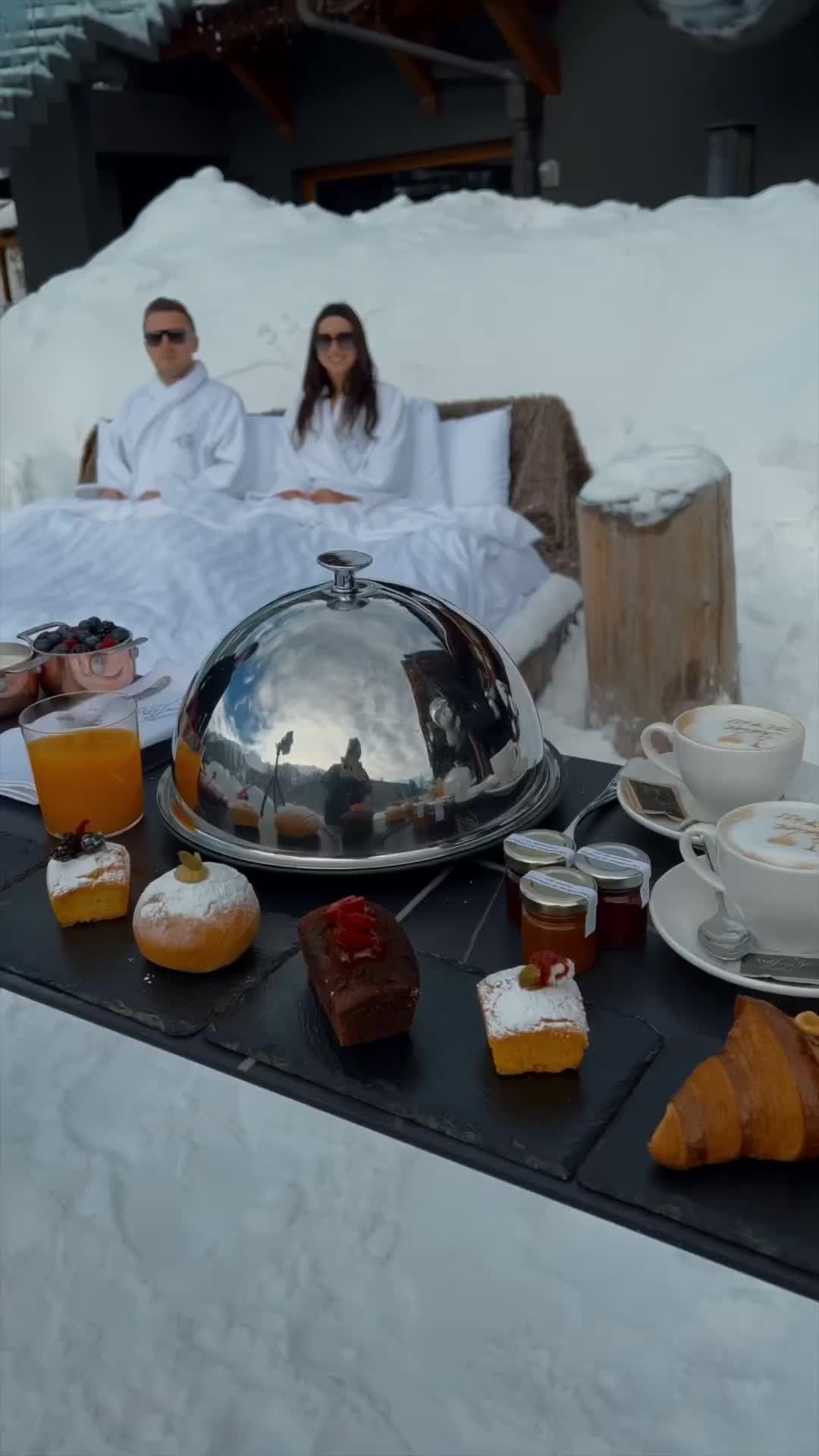 Breakfast in Bed at Chalet al Foss, Italy's Snowy Paradise