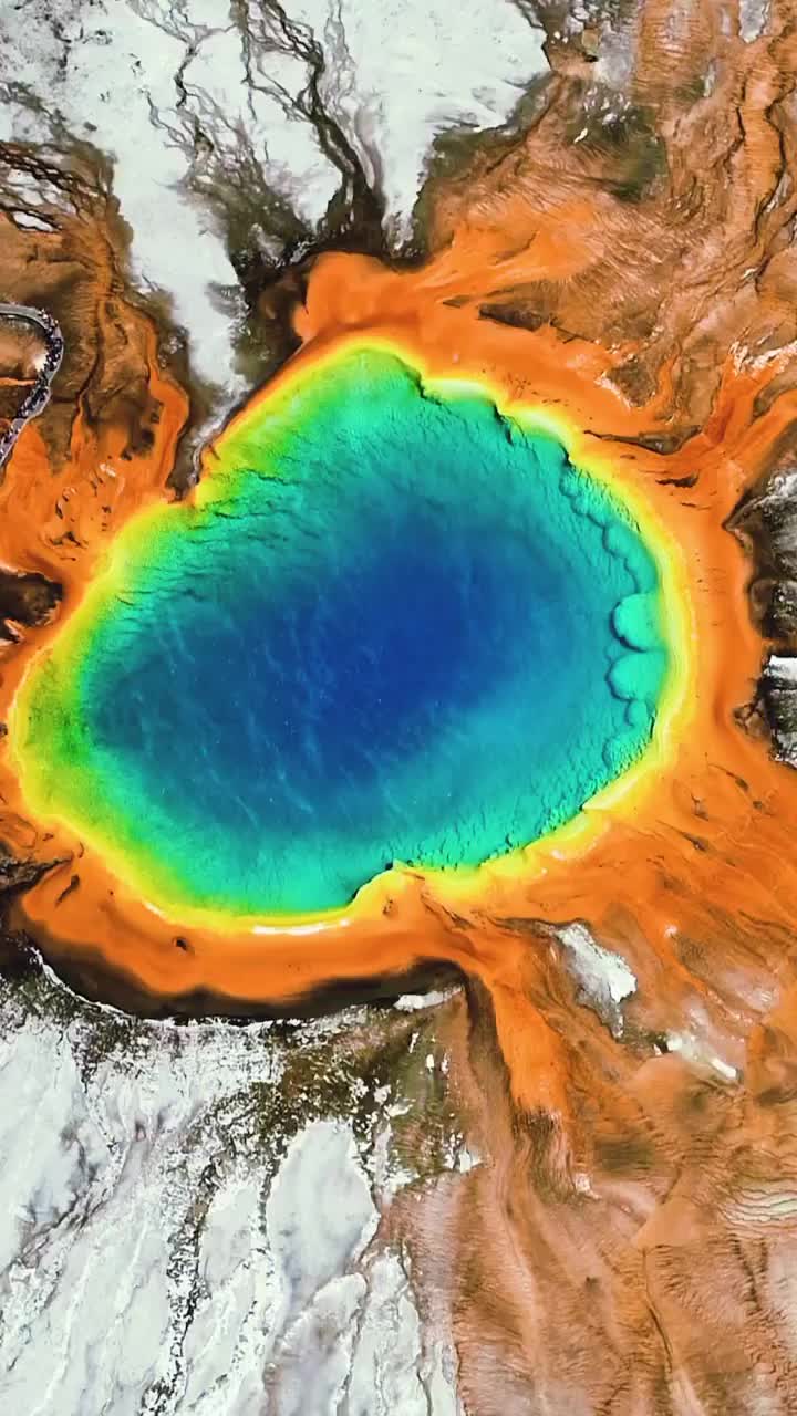 Grand Prismatic Spring: The most beautiful and dangerous hot spring in the world. Filmed from a helicopter 🚁