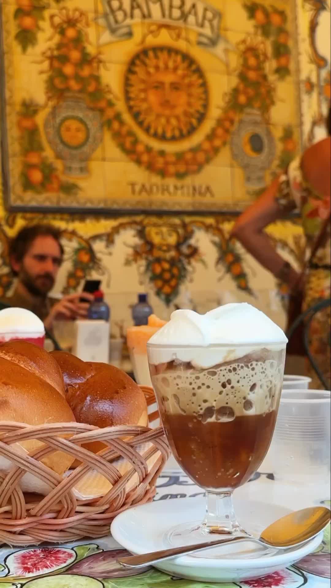 Enjoy Granita Caffè e Panna at Bam Bar, Taormina