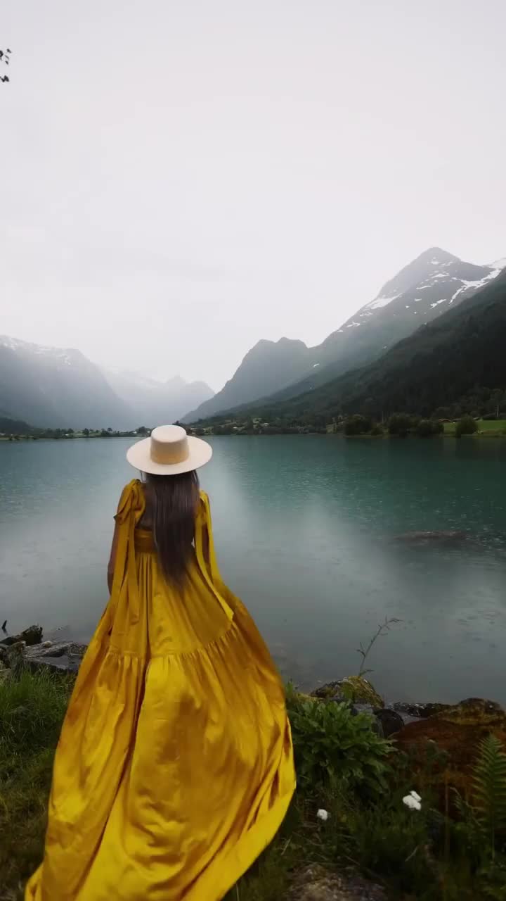 Peaceful Rainy Moments at Loen Lake, Norway