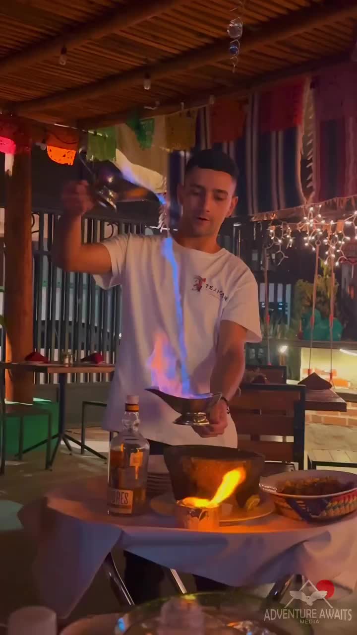 Flaming Tequila Queso at Texican Restaurant, Cabo 🧀🔥