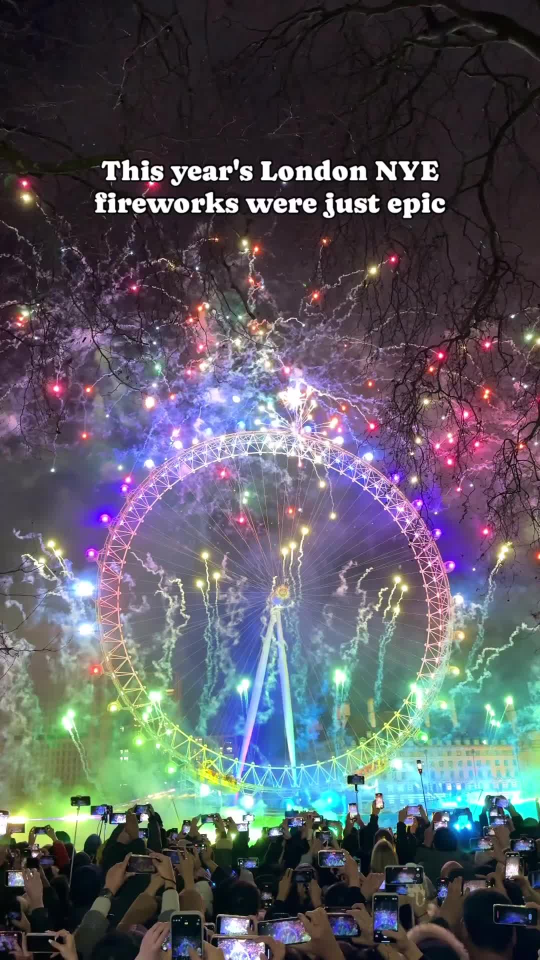 Happy New Year 2024 at London Eye Fireworks Celebration