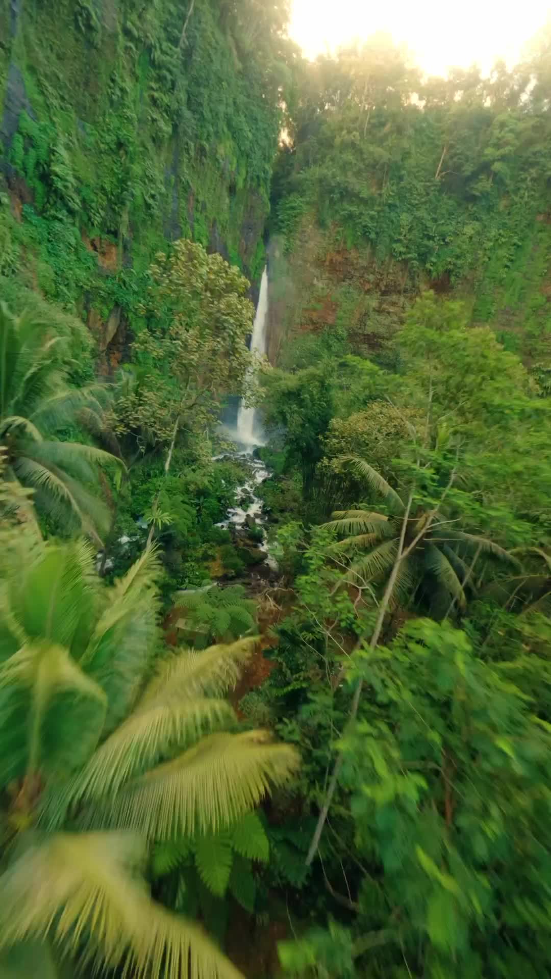 Drone Shower at Kapas Biru Waterfall, Indonesia