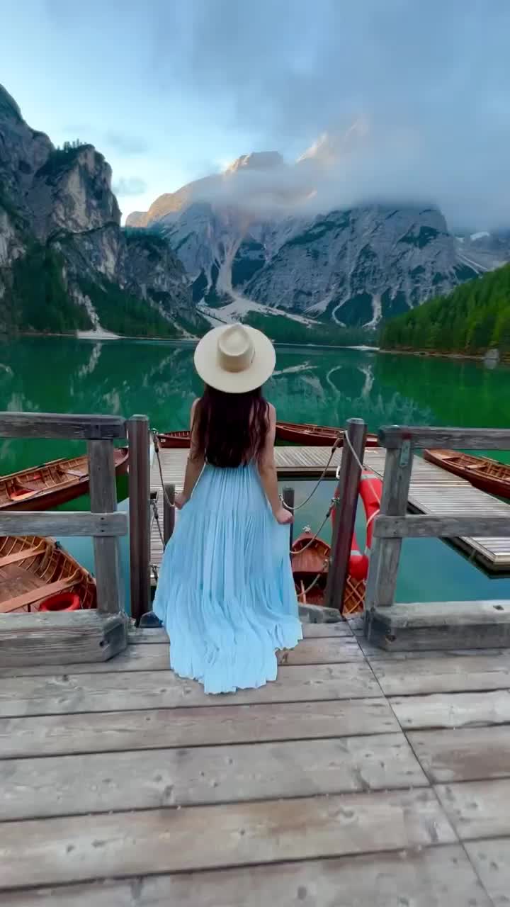 Sunrise in the Dolomites at Lago di Braies, Italy