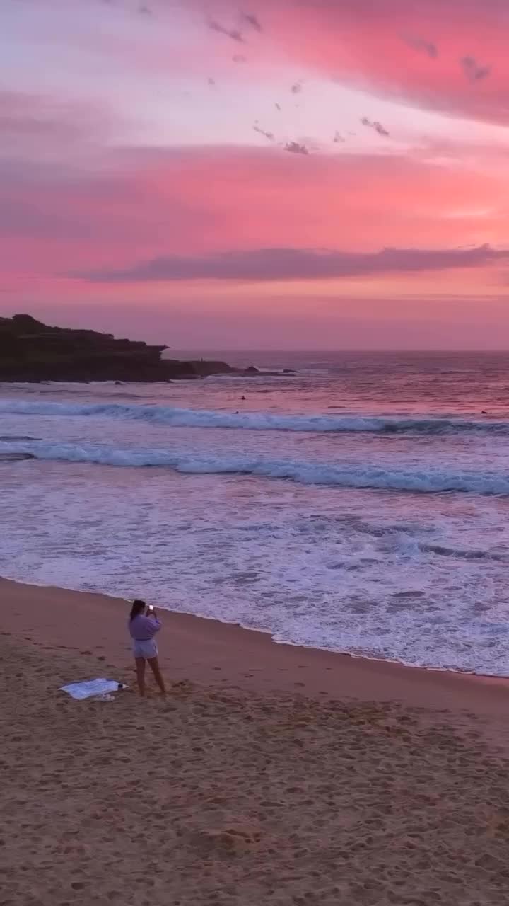 Stunning Pastel Pink Sunrise at Maroubra Beach, Sydney
