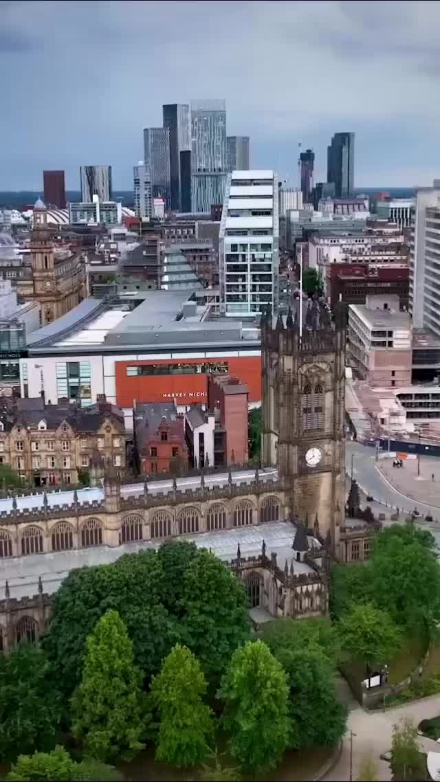 Manchester Skyline: Aerial View of Manchester Cathedral