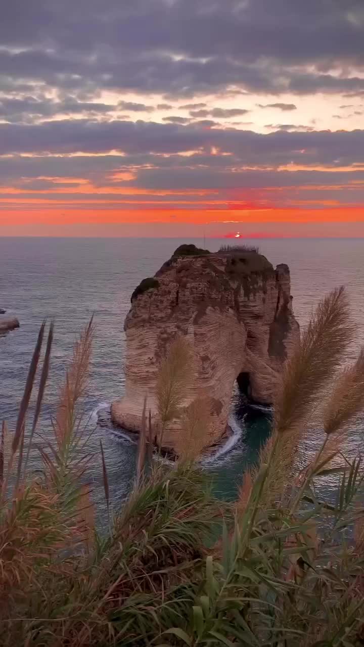 Stunning Beirut Sunset at Pigeon Rock, Lebanon