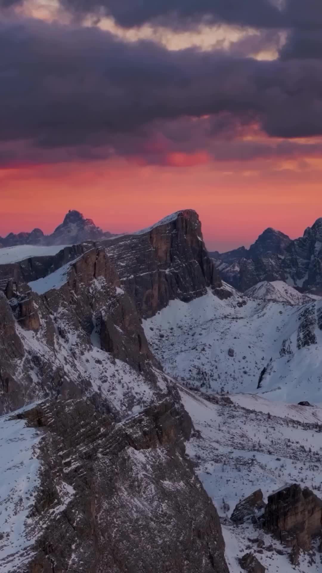 Breathtaking Winter Sunsets in the Dolomites, Italy