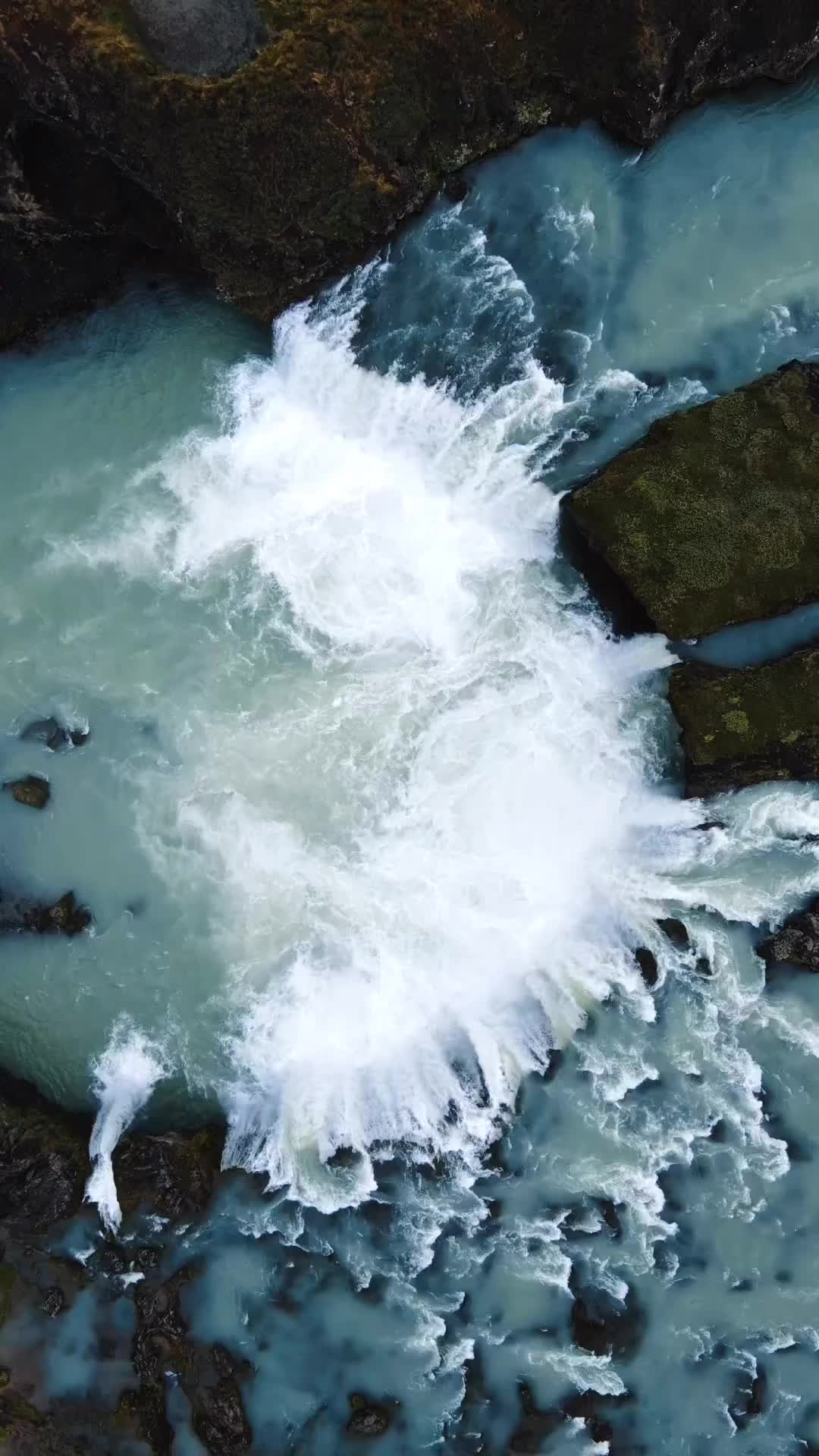 Spectacular Drone Footage of Goðafoss Waterfall, Iceland