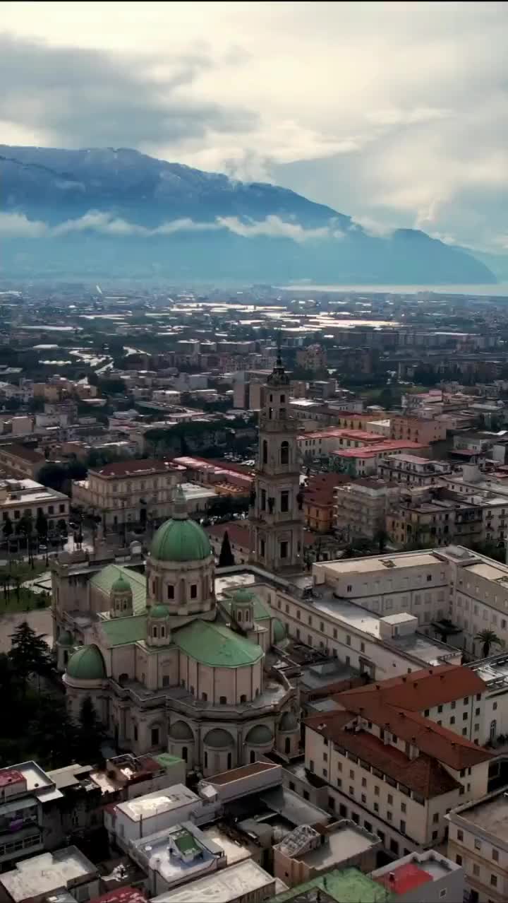 Aerial Drone View of Winter in Pompeii, Italy