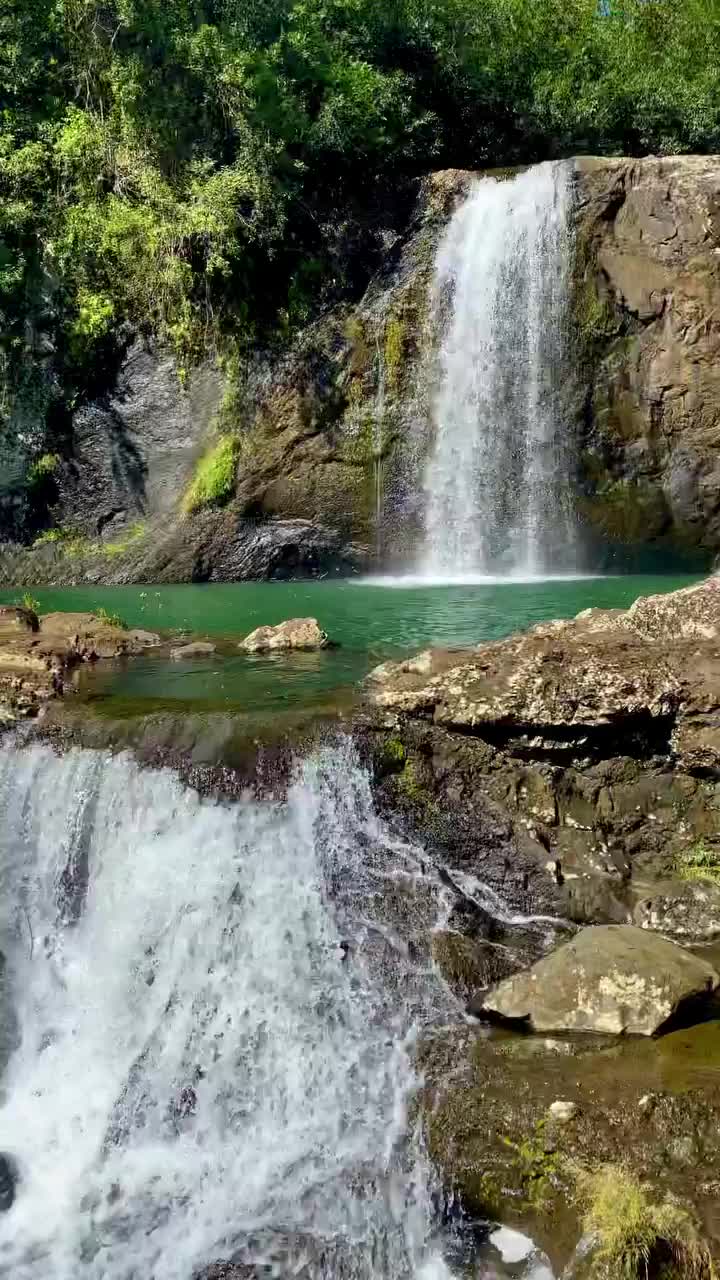 Swimming Under Tamarind Waterfalls in Mauritius