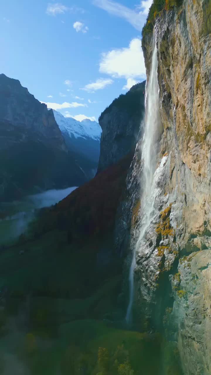 Majestic Waterfall in Lauterbrunnen, Switzerland