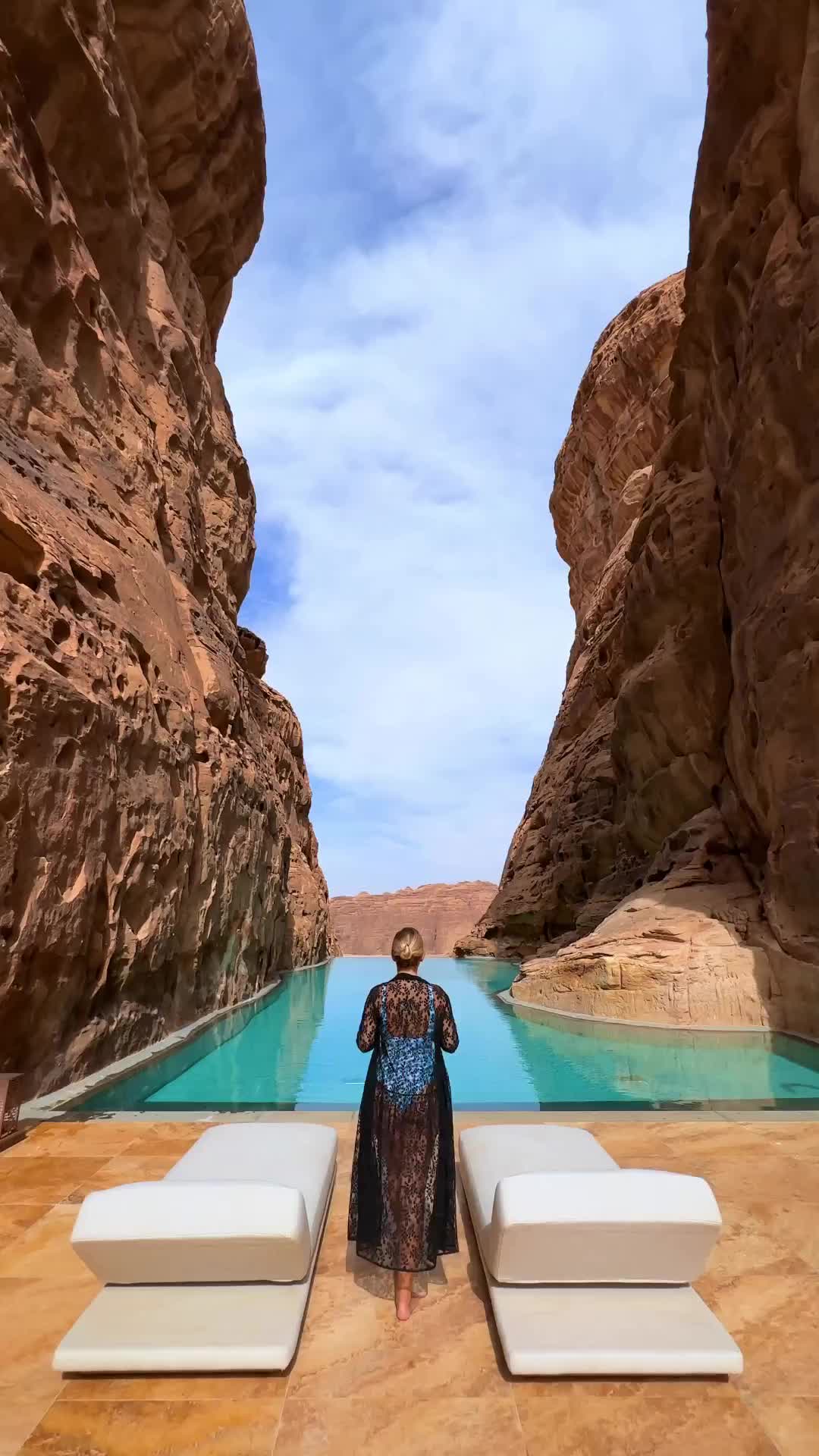Stunning Rock Pool at Banyan Tree AlUla, Saudi Arabia