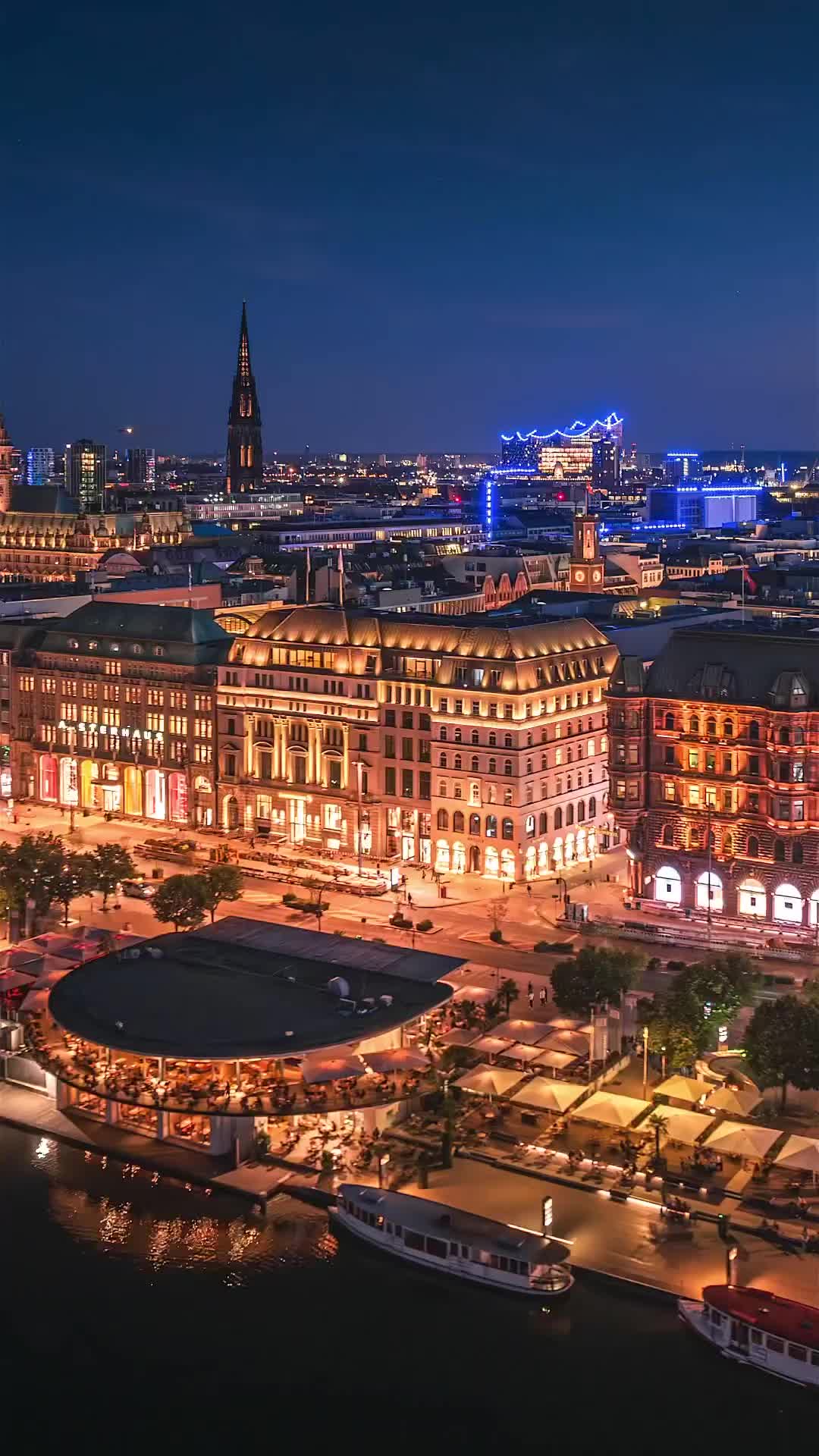 Explore Blue Hamburg's Stunning Night Skyline
