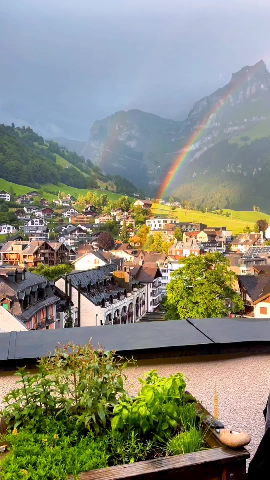 Magical Rainbow Evening in Engelberg, Switzerland 🌈