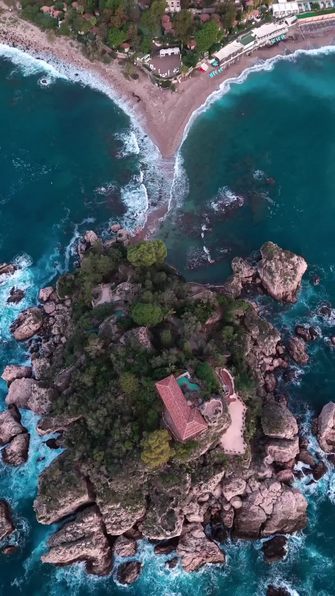 Stunning Aerial View of Isola Bella, Sicily with DJI Mini 4 Pro