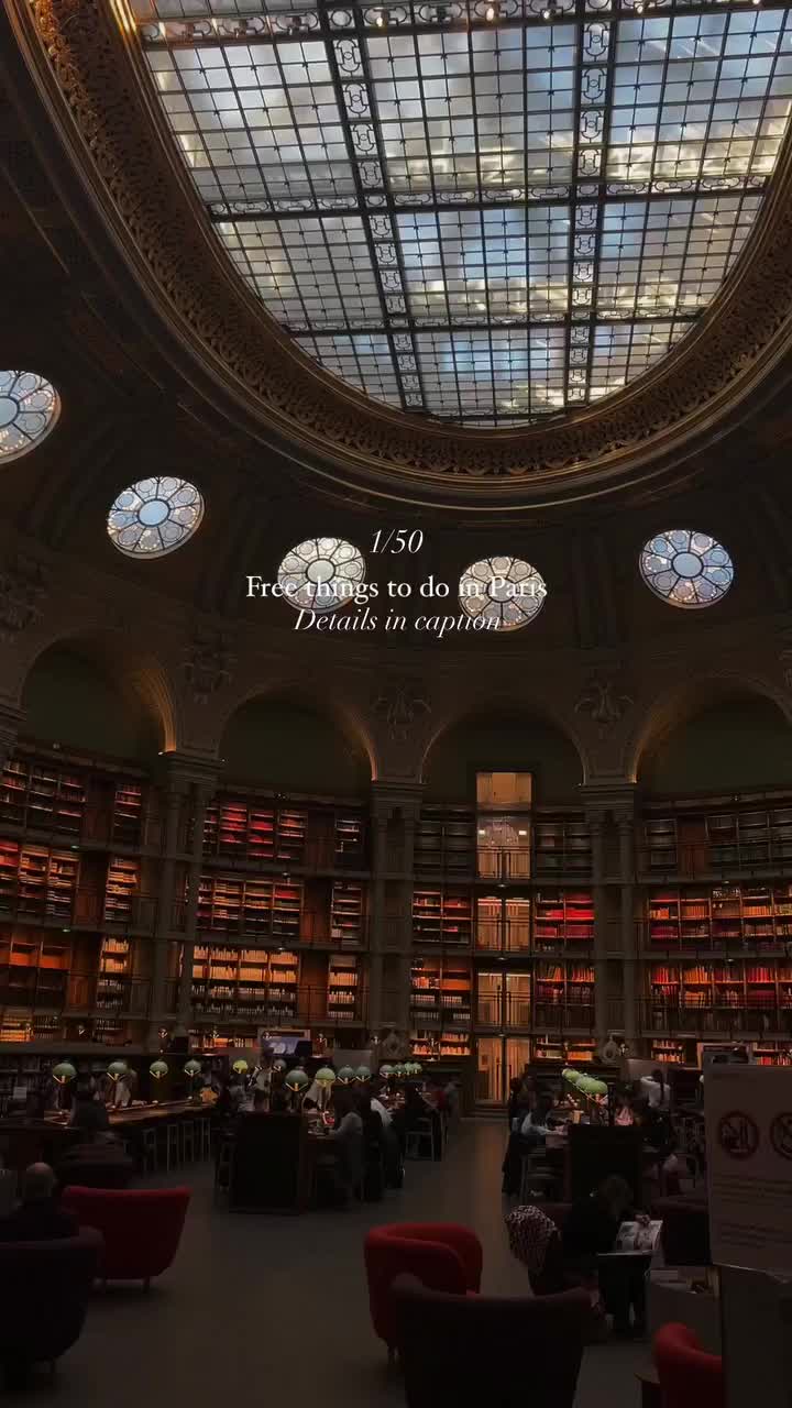 Follow to not miss anything in Paris ❤️ 

Today I visited the BnF Richelieu Site and what a breathtaking building 😍🥹

Just imagine how amazing it is that the library was installed on this site during the first half of the 18th century and recently re opened the Oval Room, also called the “Oval Paradise”. Look at that glass ceiling that rises 20 meters 🥹

Readers, students and everyone can come study, read and enjoy the Oval room for free😍 Almost 20,000 books are available for free. 

#thingstodoinparis #freethingstodoinparis #freeentry #parisexplore #exploreparis #cityguide #parisguide #localadvice #parisbonnesadresses #bonnesadressesparis #paris #parisienne #parisfood