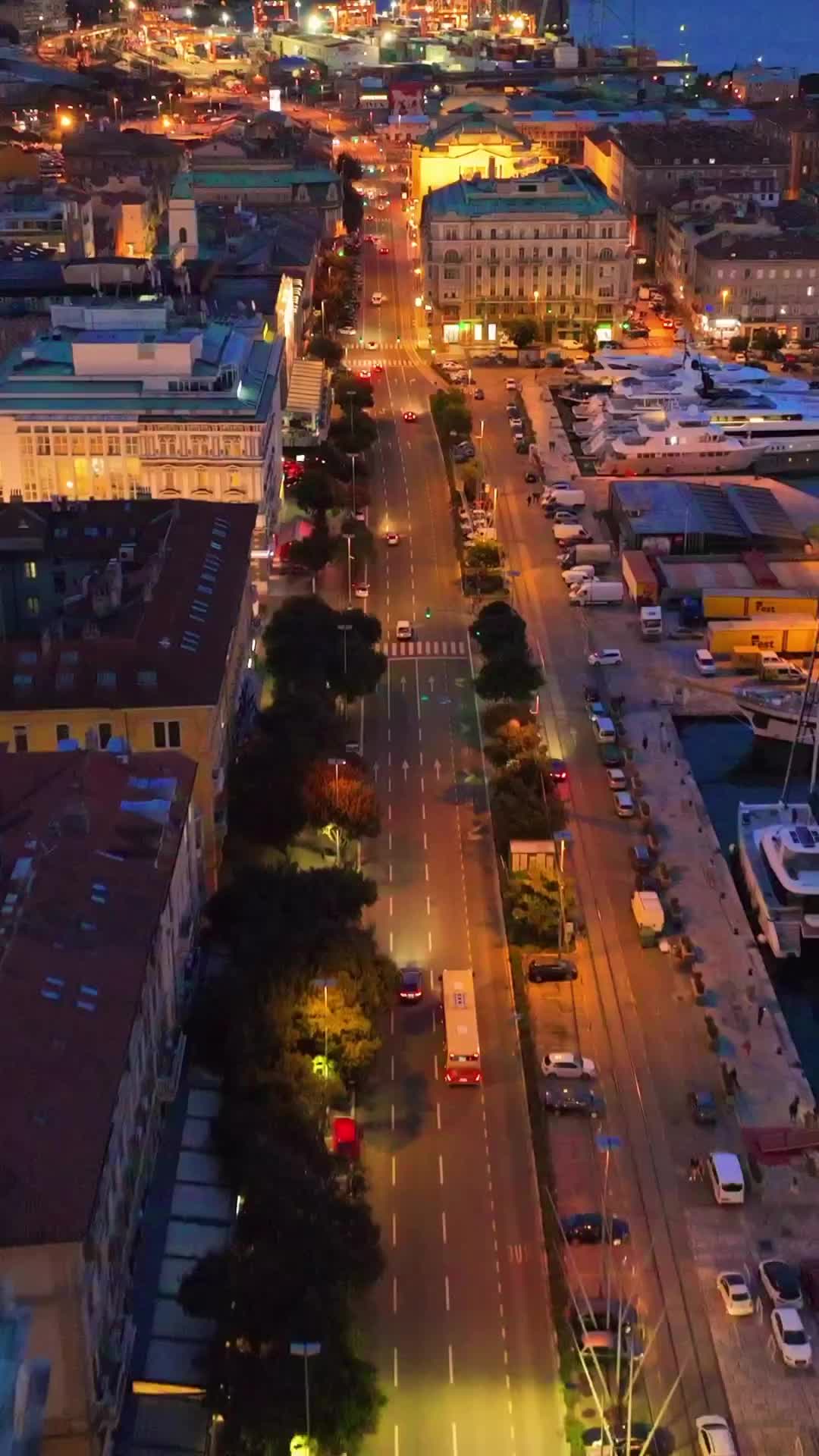 Stunning Night Views of Rijeka, Croatia | Aerial Footage