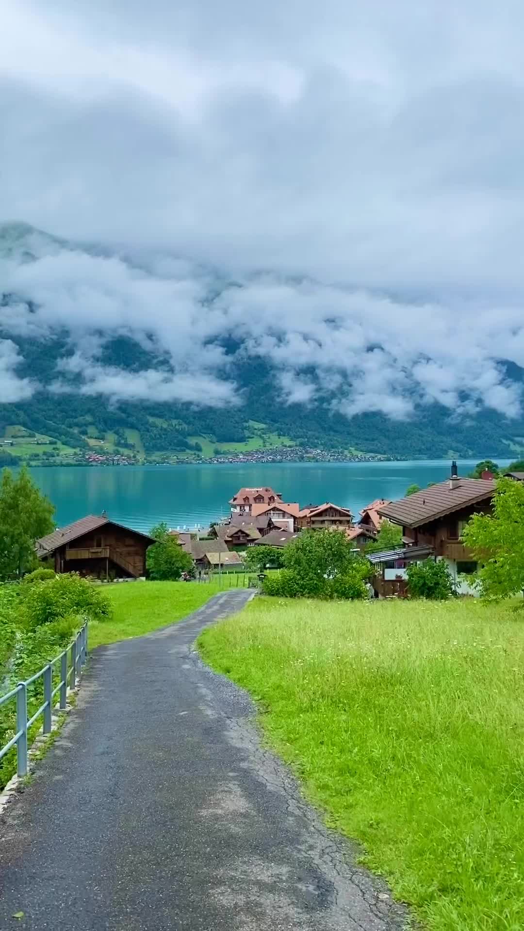 Cloudy Day in Iseltwald, Switzerland: Stunning Lake Views