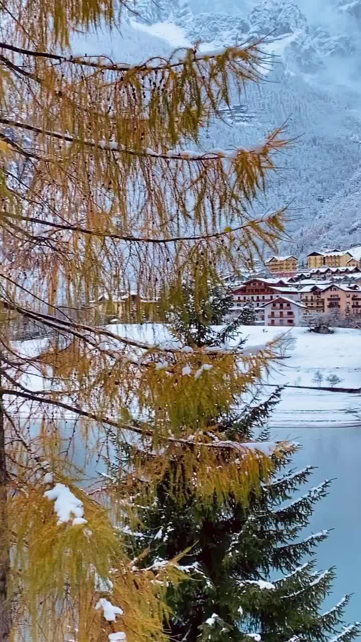 Autumn's First Snowfall at Lago di Molveno, Italy