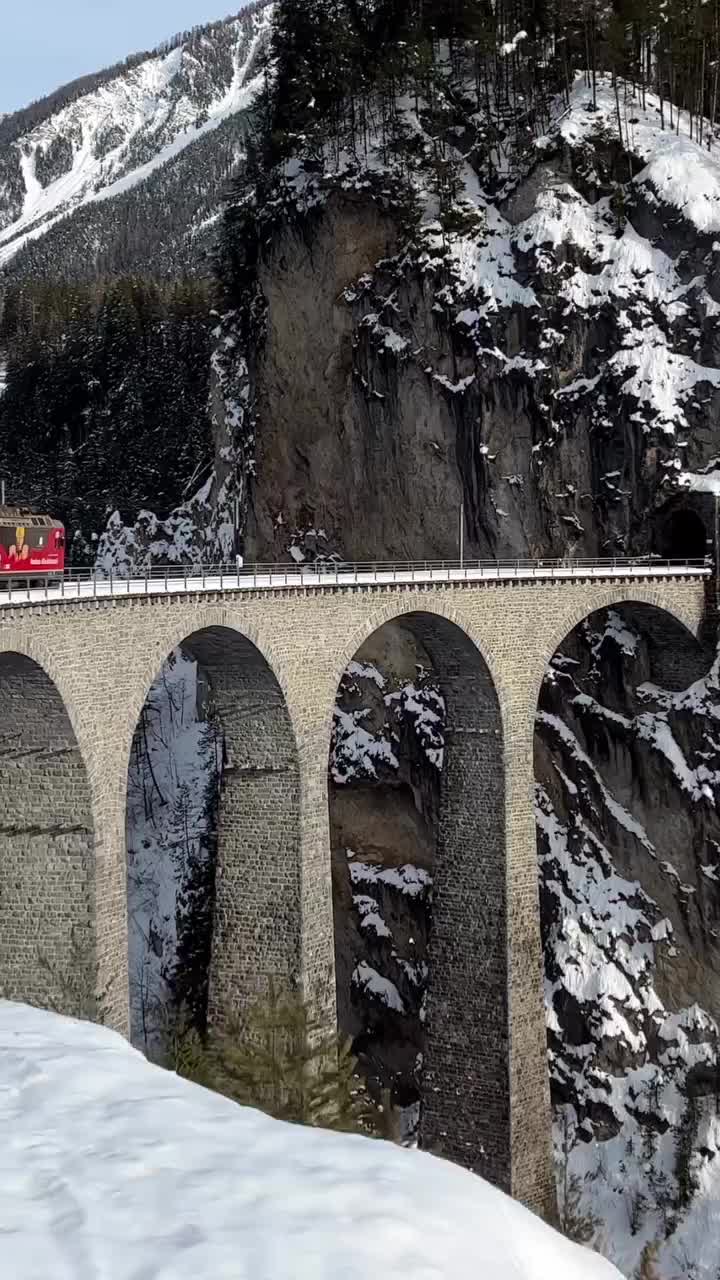 Glacier Express on Landwasserviadukt in Switzerland