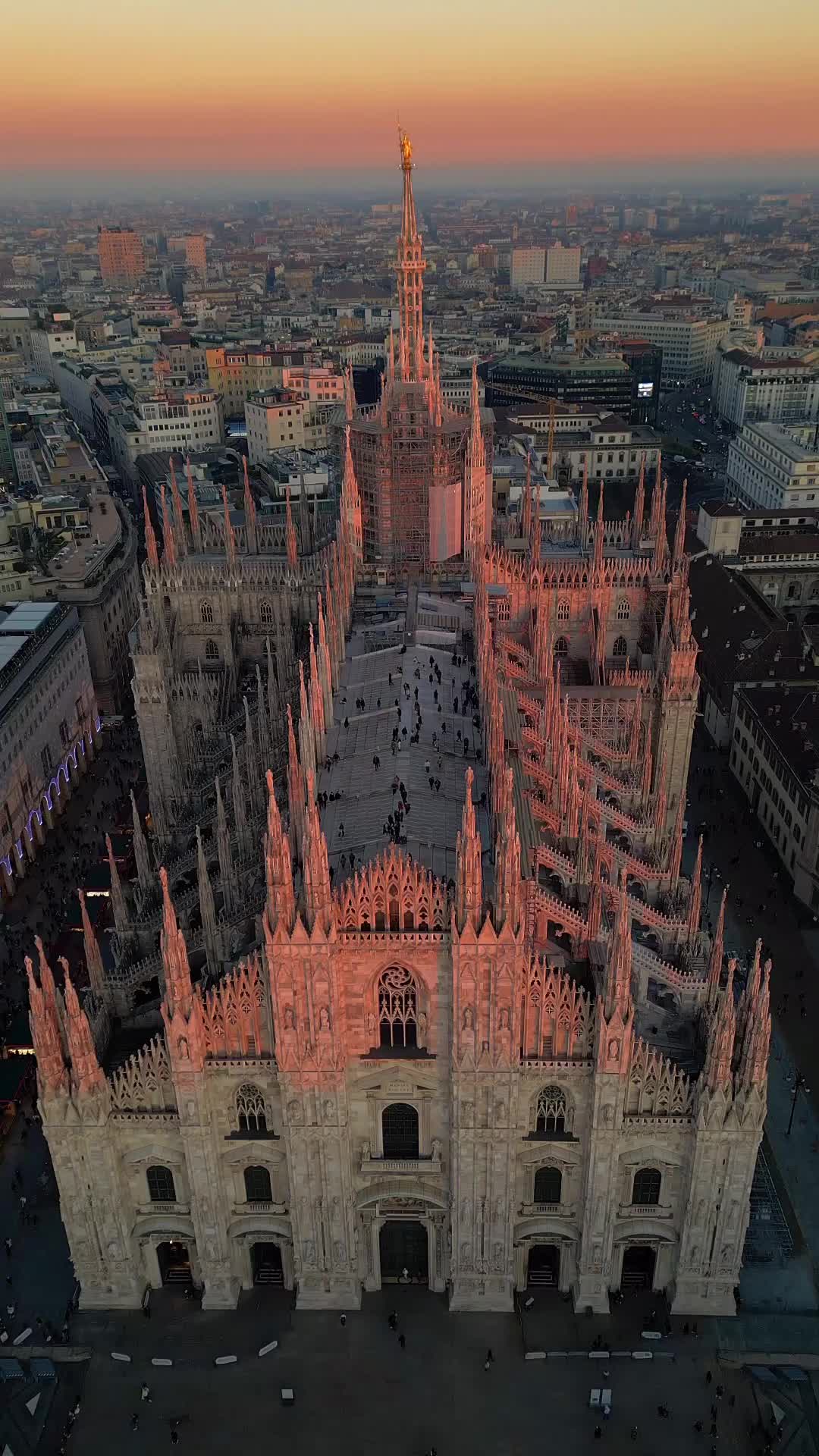 Stunning Evening at Duomo di Milano - Aerial View