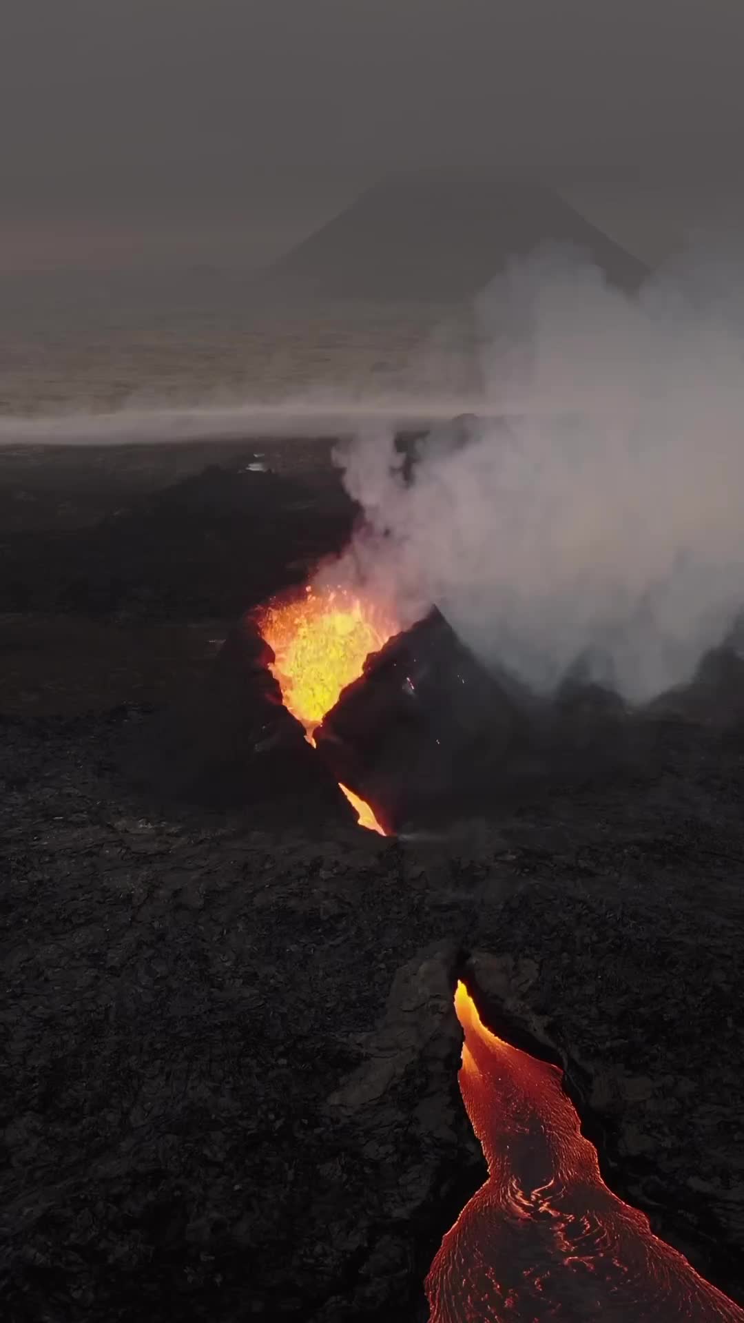 Icelandic Volcano Eruption Captured by Drone