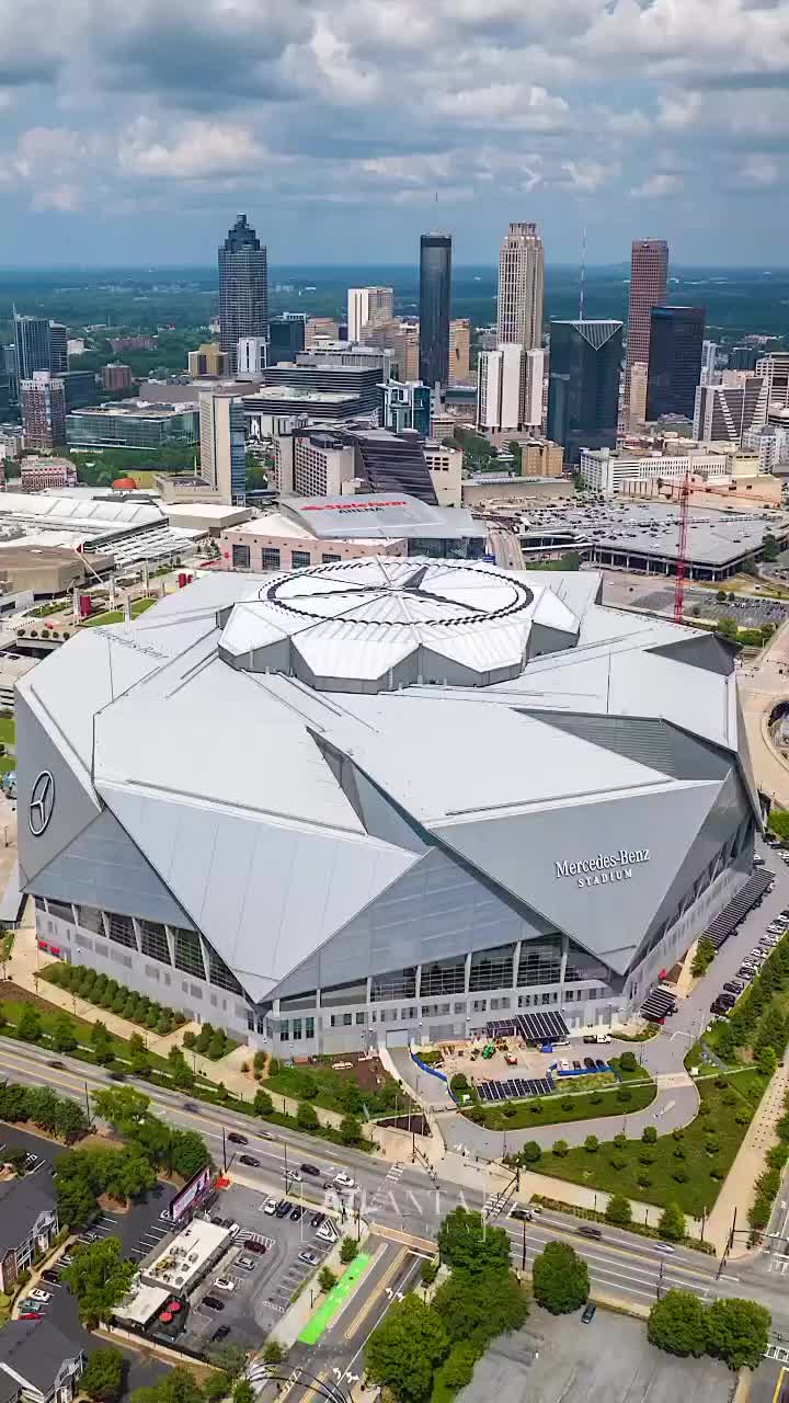 Mercedes Benz Stadium designed by @hoknetwork & engineered by @buro_happold , reimagines what a stadium can be, creating a building that looks and functions like no other. Completed as of 2017 in Atlanta, Georgia. Captured by @atlantadroneguy #archiseeker