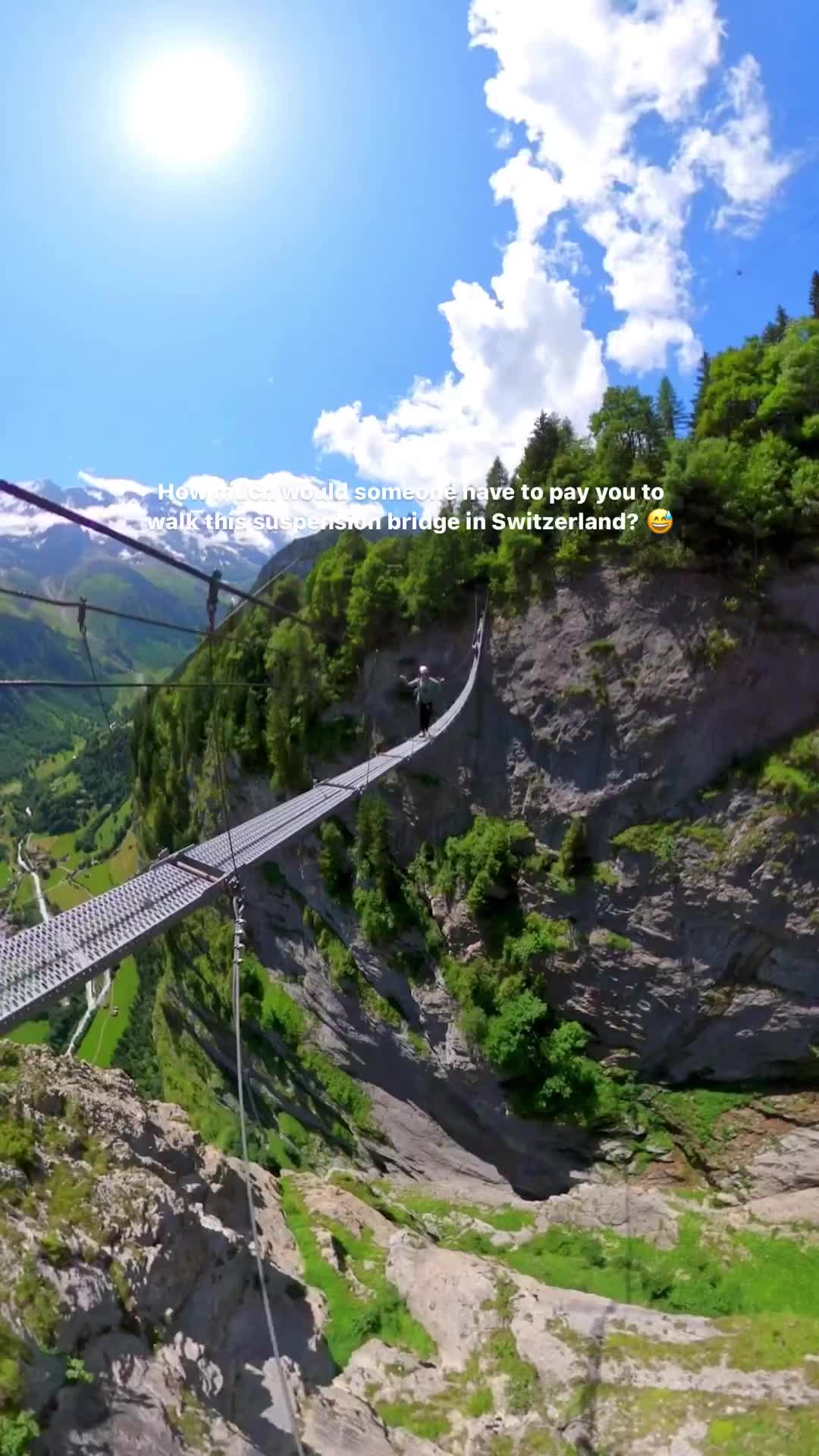 Thrilling Walk on Nepal Suspension Bridge in Switzerland