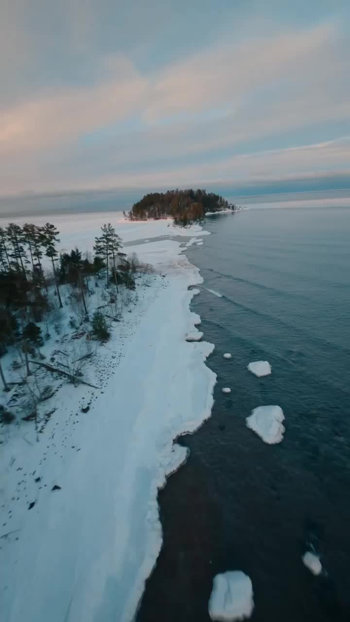 Cruising Frozen Shorelines of Lake Superior in Winter