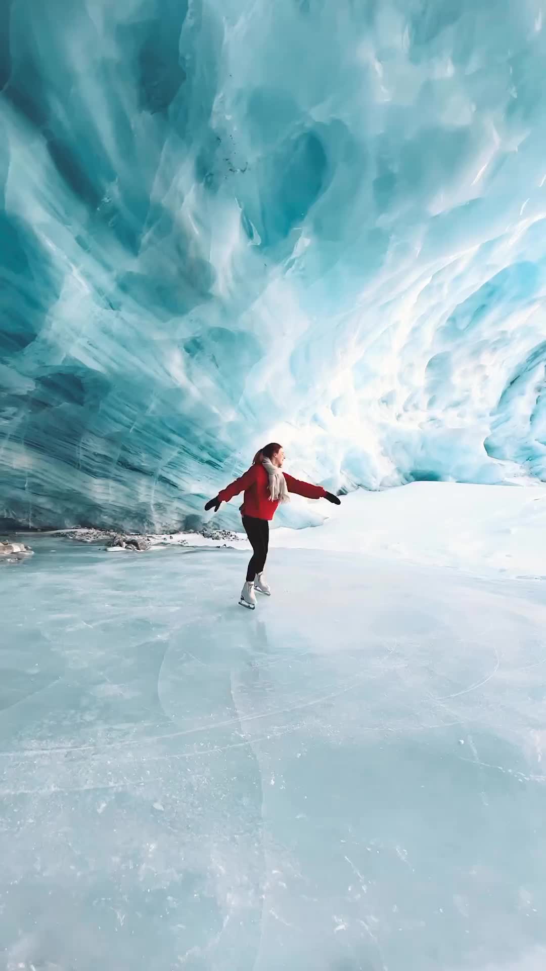 Spinning in a Glacier Cave: An Ice Skating Adventure